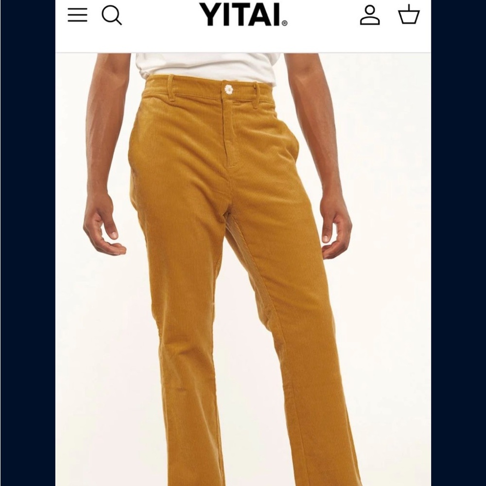Tai Men's Corduroy Pants in Mustard Gold YITAL new $80